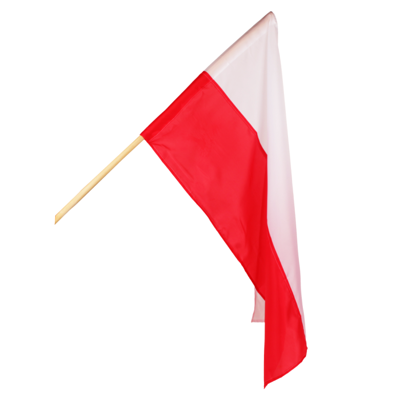 Flaga polski z drzewcem tradycyjna