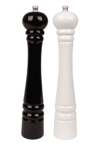 Hand salt and pepper grinders white and black 32 cm lacquered