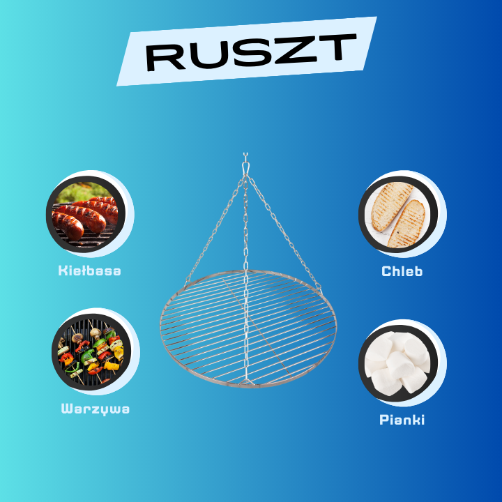 Ruszt chromowany 60 cm, do grilla ogrodowego, wysokiej jakości