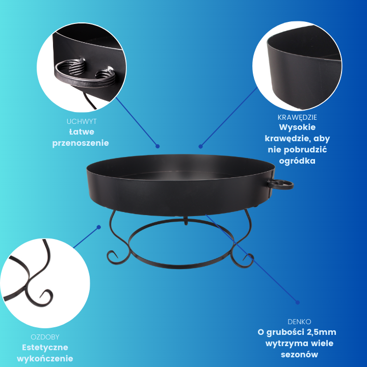 Ogrodowe palenisko 60 cm, grill, ognisko, dekoracyjne, funkcjonalne