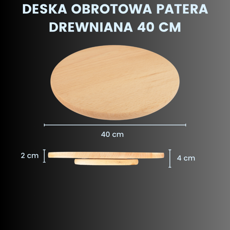 Patera drewniana 40 cm, olejowana, do serwowania ciepłych dań