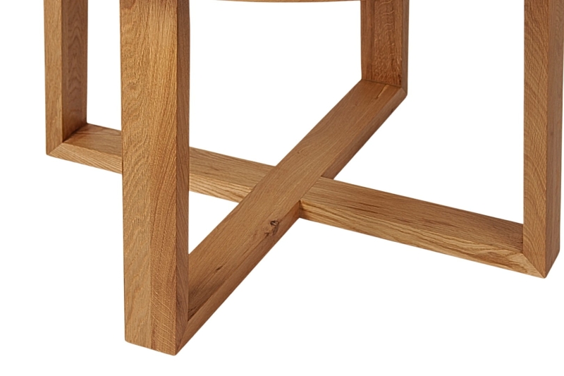 Elegancki stół dębowy kawowy okrągły 100 cm, praktyczny wybór do minimalistycznych aranżacji.