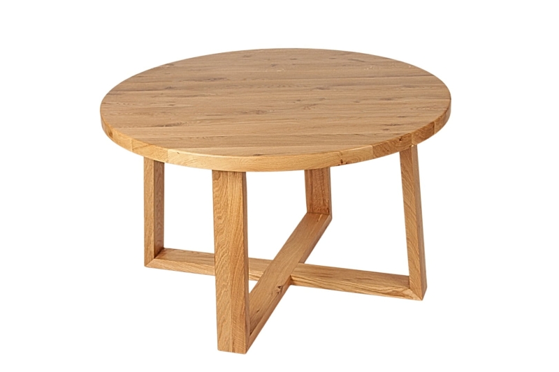 Stół kawowy dębowy okrągły 100 cm, klasyczny design, który doda ciepła i elegancji w salonie.