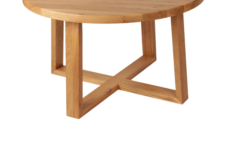 Okrągły stół kawowy dębowy 100 cm, funkcjonalny i elegancki dodatek do każdego salonu.