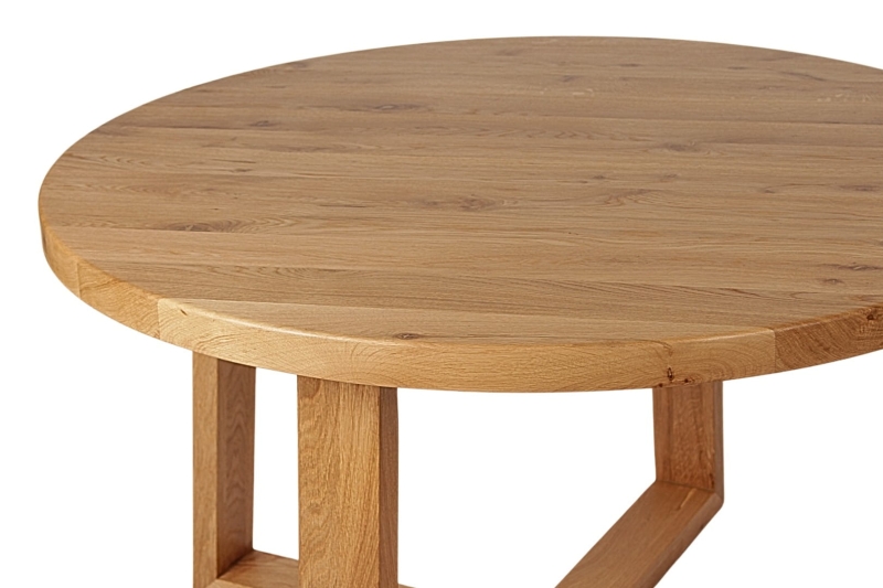 Okrągły stół dębowy kawowy 100 cm, kompaktowy mebel o naturalnym wyglądzie, idealny do małych przestrzeni.