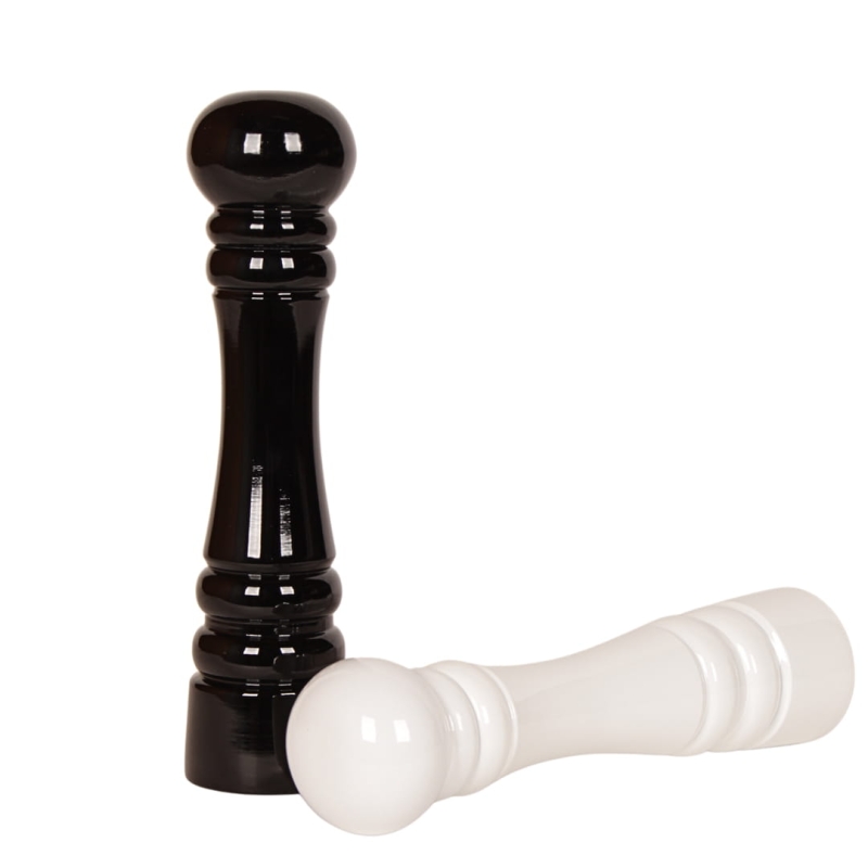 Kompaktowy zestaw młynków premium o wysokości 18 cm, seria BC - idealne połączenie elegancji i funkcjonalności.