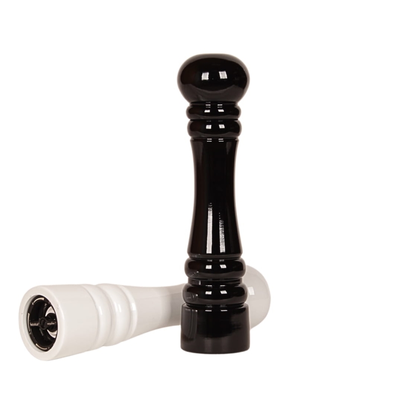 Para luksusowych młynków BC, 18 cm wysokości - doskonałe do niewielkich kuchni i eleganckich wnętrz.