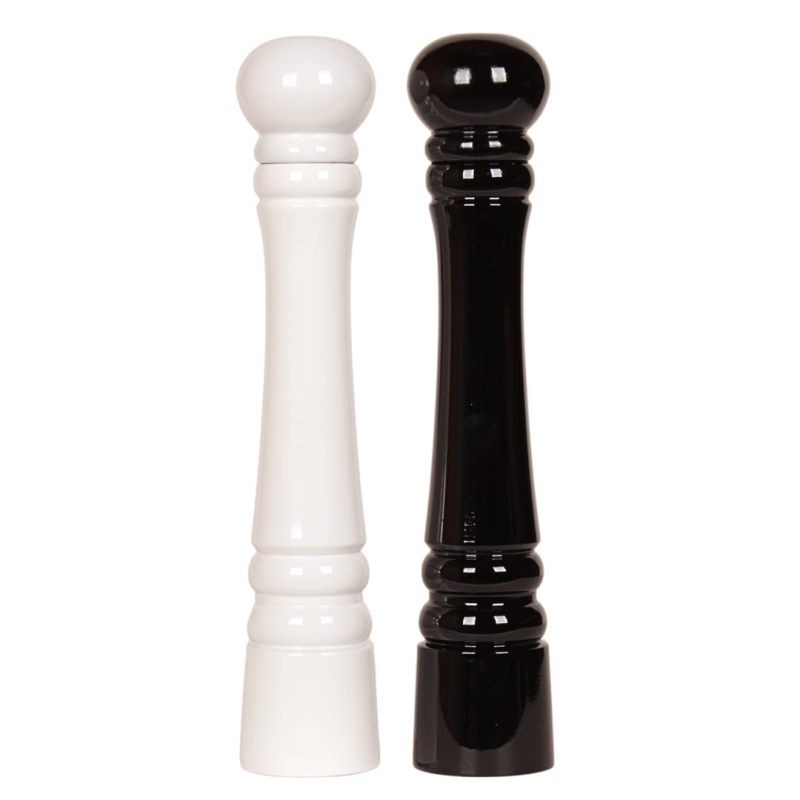 Ekskluzywny zestaw młynków premium o wysokości 32 cm, idealny do eleganckiej kuchni i jadalni.