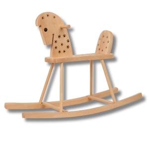 Wooden rocking horse with flowers