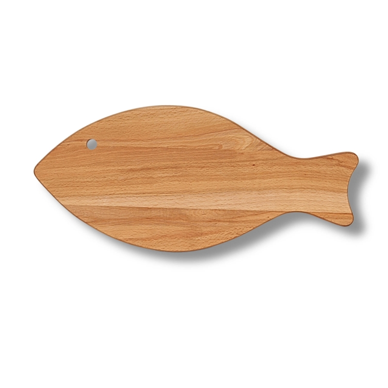 Drewniana deska do krojenia w kształcie rybki, wymiary 36 na 17 cm