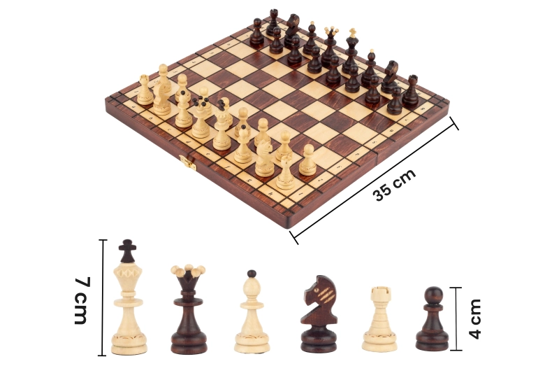 Szachy drewniane Pearl chess 35x35 cm wymiary