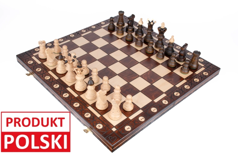 Szachy drewniane Ambasador 53,5x53,5 cm polska produkcja