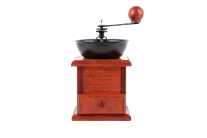 Traditional mahogany wooden hand coffee grinder