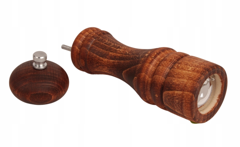 Młynek drewniany, 18cm, mahoniowy, do soli, pieprzu, ziół